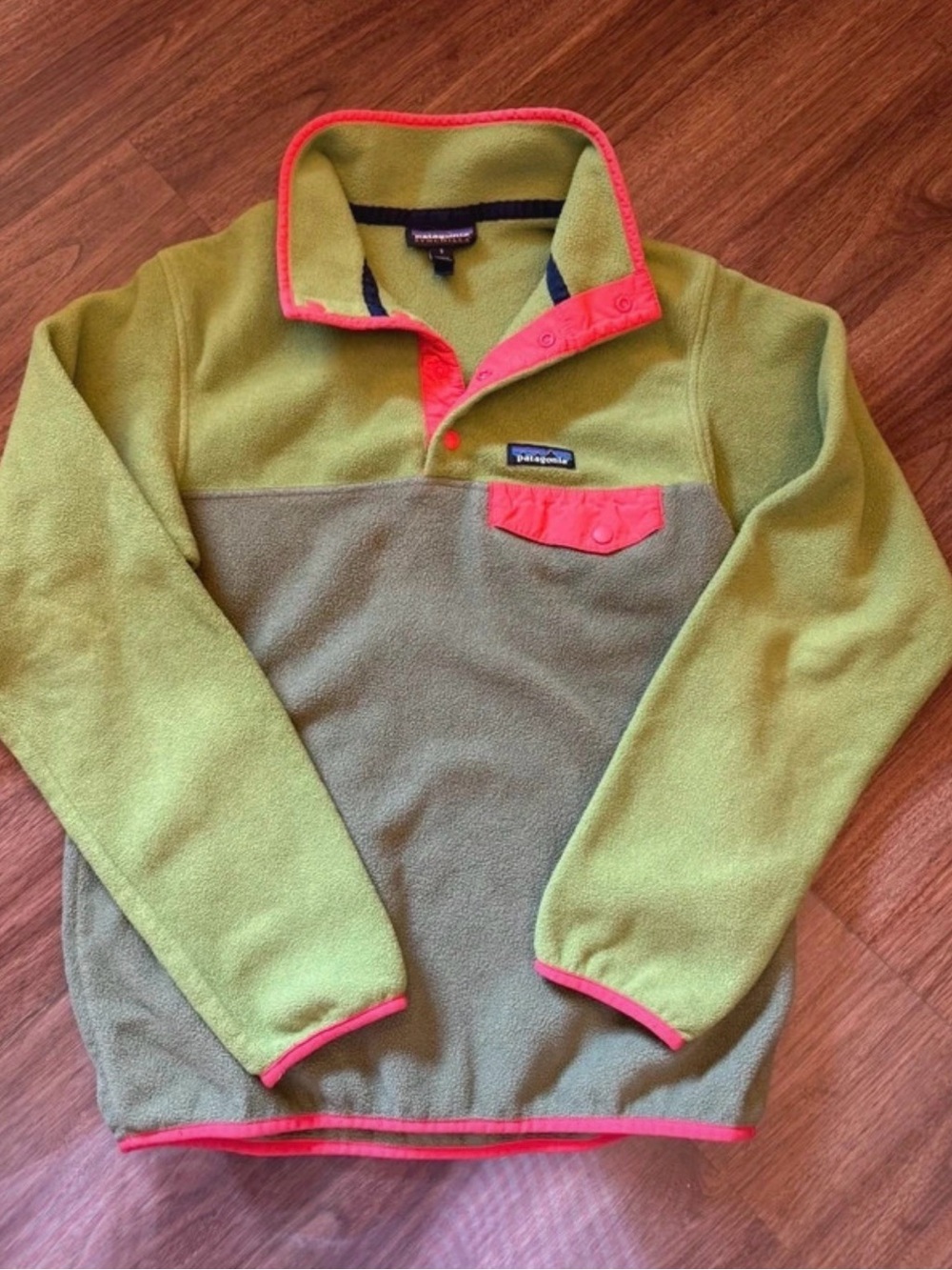 Patagonia Lightweight Synchilla Snap-T Fleece Pullover Women’s Small Green Pink⁠